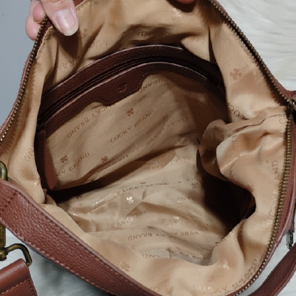 SALE! Lucky Brand Carmen Brown Leather Tassel Hobo/Bucket Shoulder Bag - Picture 12 of 15